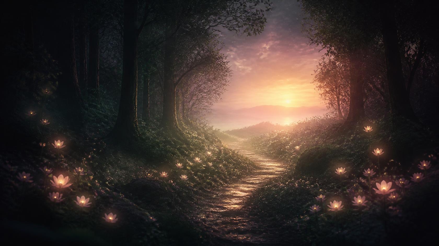 Karanlıktan aydınlığa açılan ışıklı bir yol